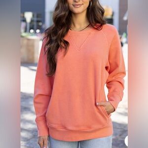 Grace & Lace Vintage Washed Tunic Sweatshirt In Vibrant Peach